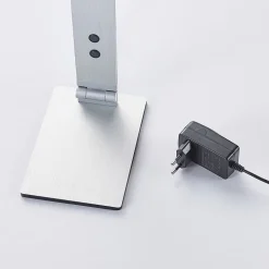 Lucande LED-skrivebordslampe Nicano, grå, metal, dæmpbar.