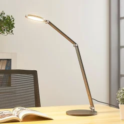 Lucande LED-skrivebordslampe Mion, 41 cm, rund, dæmpbar