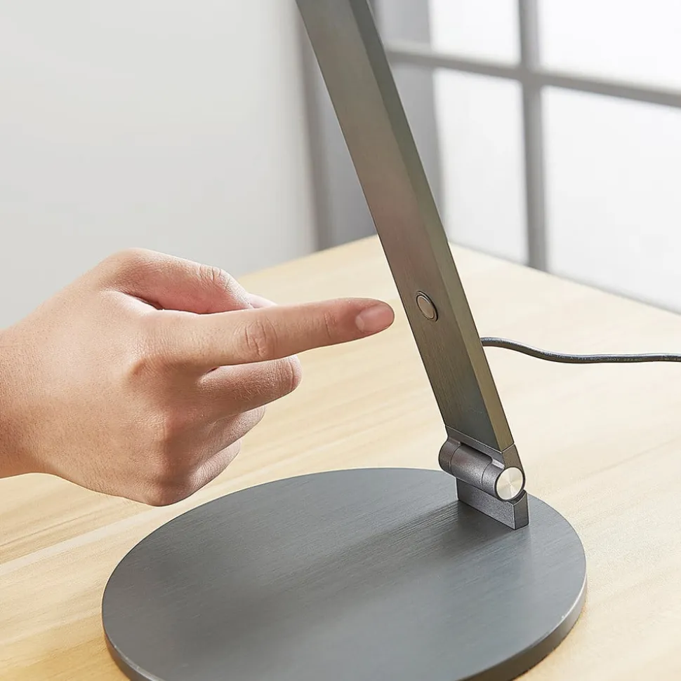 Lucande LED-skrivebordslampe Mion, 41 cm, rund, dæmpbar