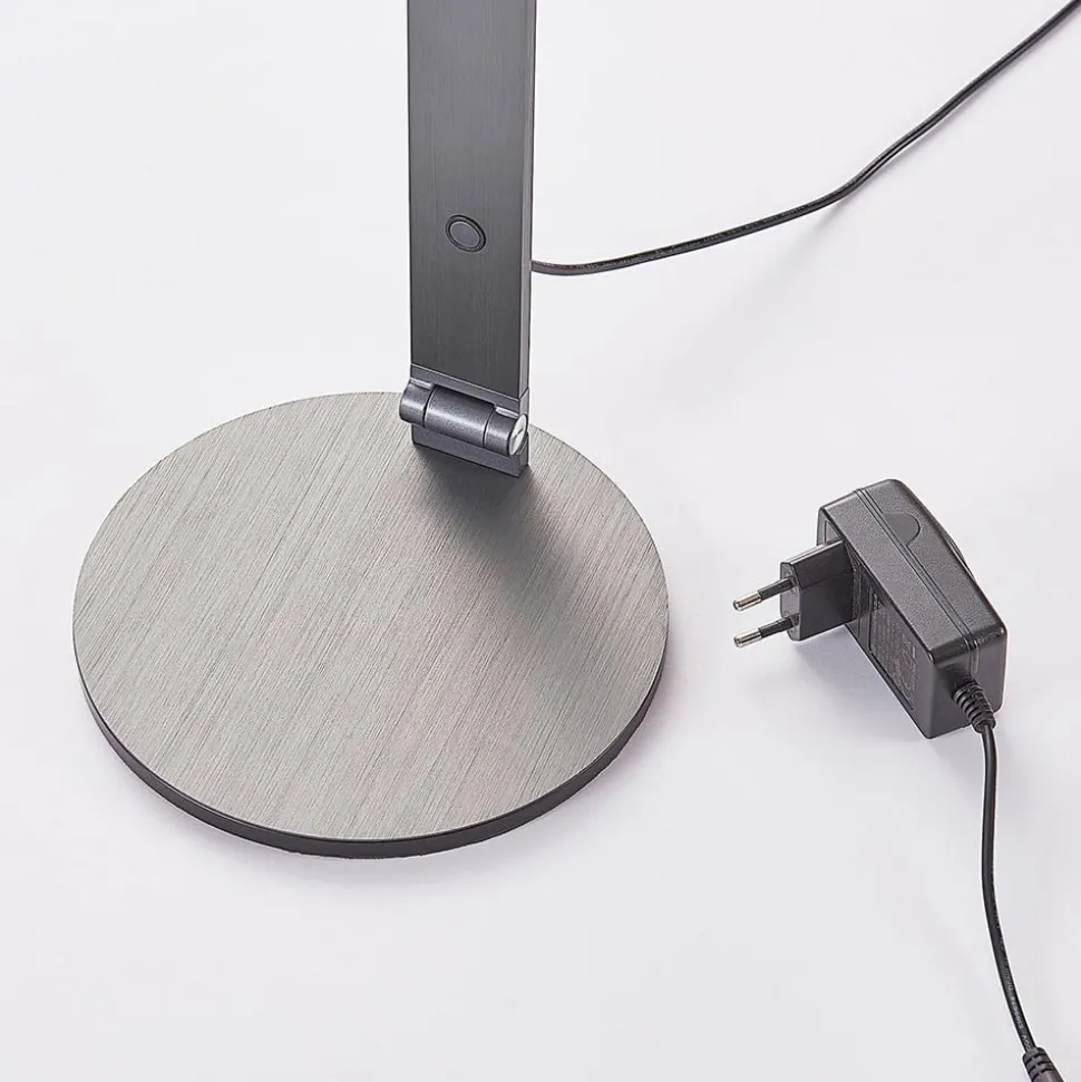 Lucande LED-skrivebordslampe Mion, 41 cm, rund, dæmpbar