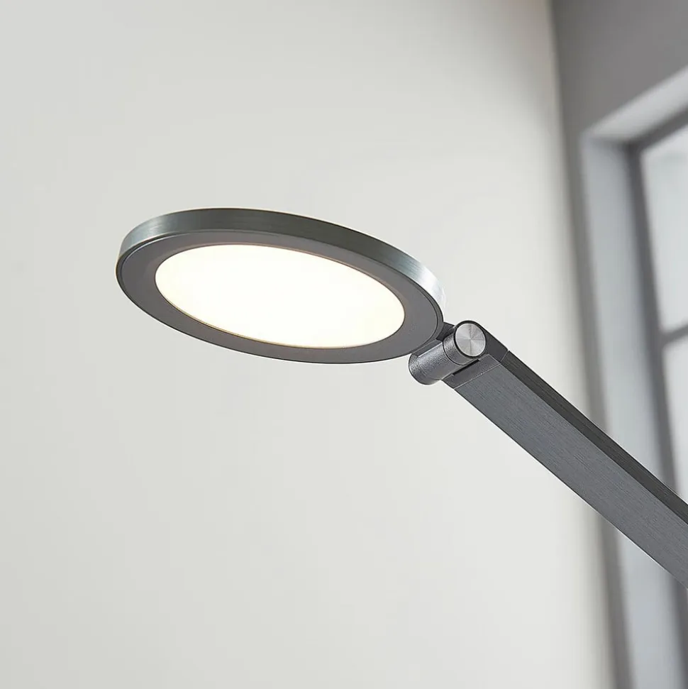 Lucande LED-skrivebordslampe Mion, 41 cm, rund, dæmpbar