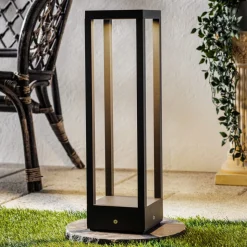 Lucande LED-sokkellampe Carlota, 50 cm, antracit, aluminium