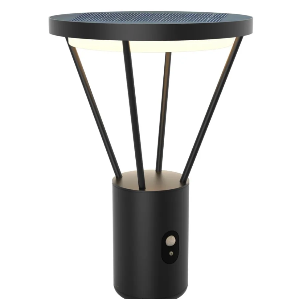 Lucande LED-sokkellampe Elario, 44 cm, sort, sensor