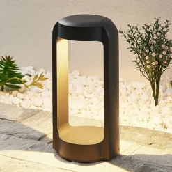 Lucande LED-sokkellampe Habsa, 30 cm, antracit, metal