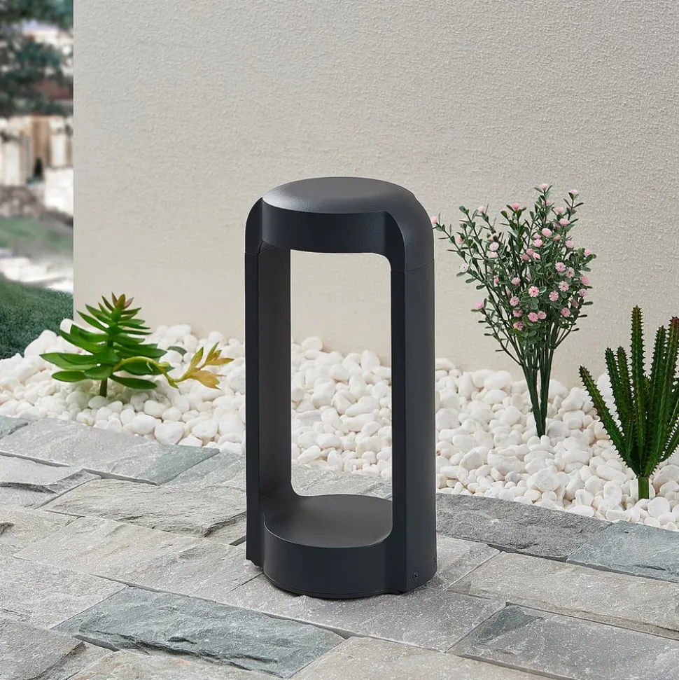 Lucande LED-sokkellampe Habsa, 30 cm, antracit, metal