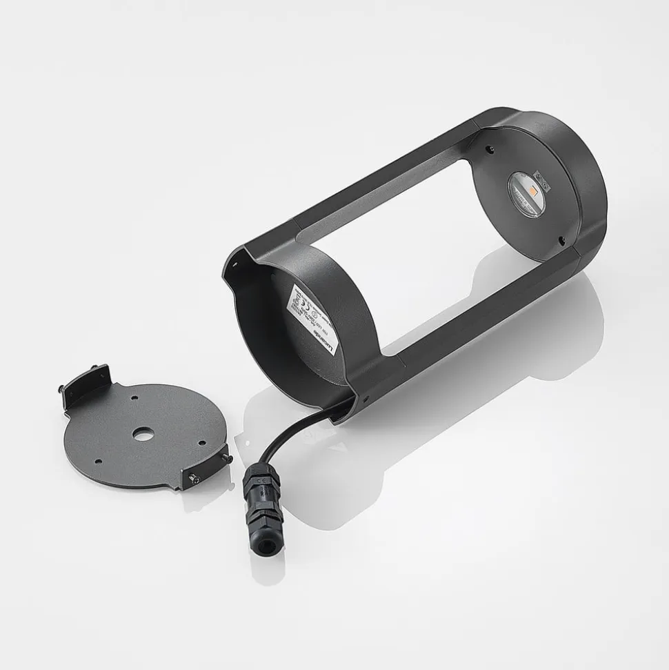 Lucande LED-sokkellampe Habsa, 30 cm, antracit, metal