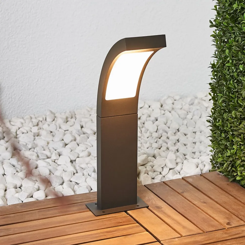 Lucande LED-sokkellampe Juvia, 40 cm, antracit, IP54