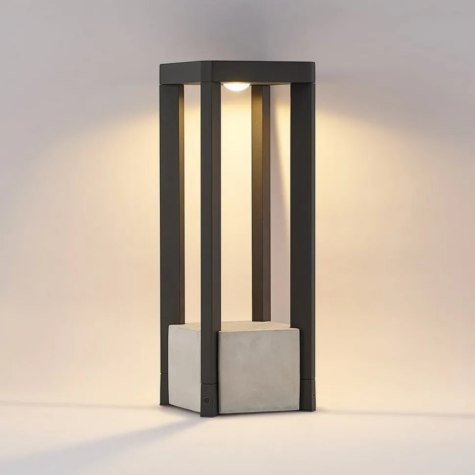Lucande LED-sokkellampe Kalisa, IP65, 42 cm, grå, metal