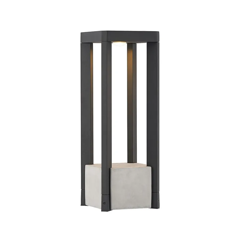 Lucande LED-sokkellampe Kalisa, IP65, 42 cm, grå, metal