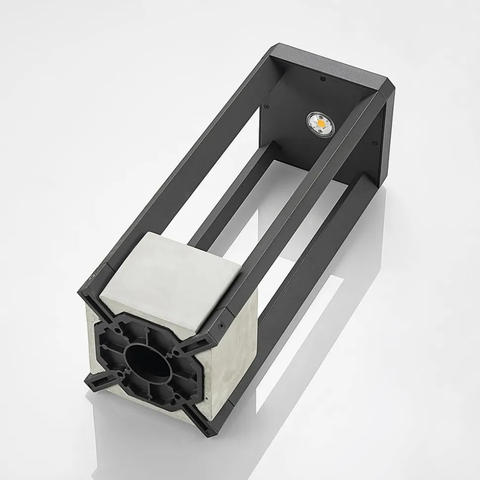 Lucande LED-sokkellampe Kalisa, IP65, 42 cm, grå, metal