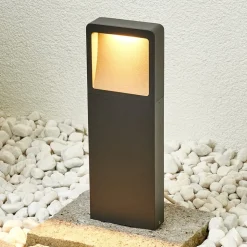 Lucande LED-sokkellampe Leya, 35 cm, antracit, metal, IP54