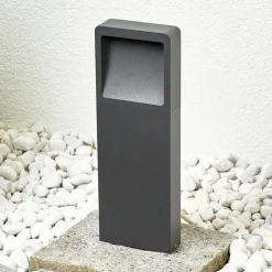 Lucande LED-sokkellampe Leya, 35 cm, antracit, metal, IP54