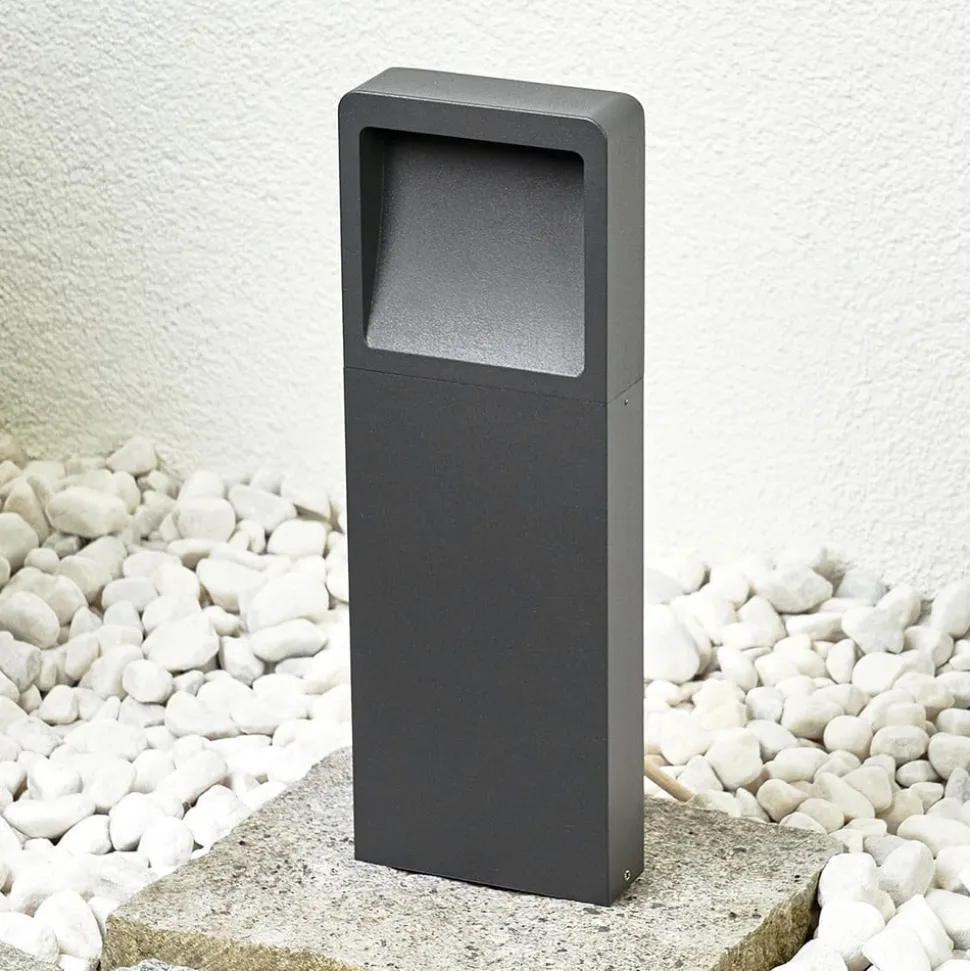 Lucande LED-sokkellampe Leya, 35 cm, antracit, metal, IP54