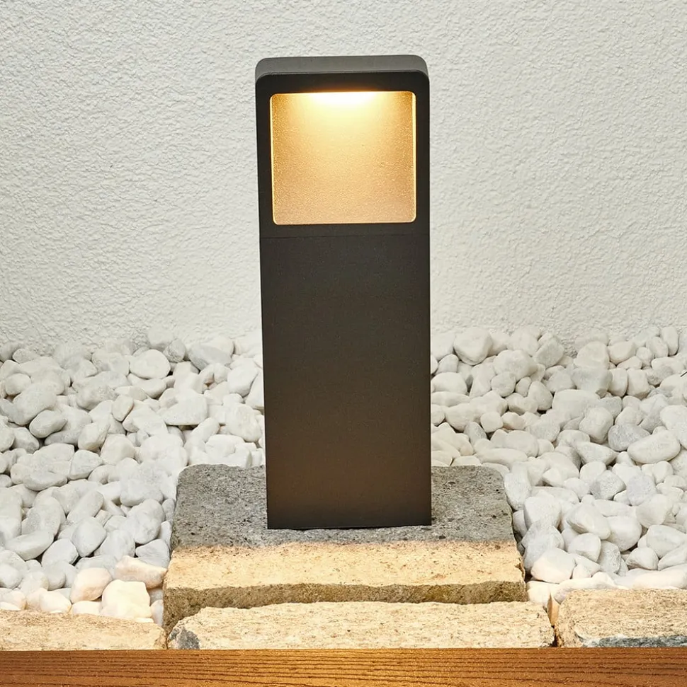 Lucande LED-sokkellampe Leya, 35 cm, antracit, metal, IP54