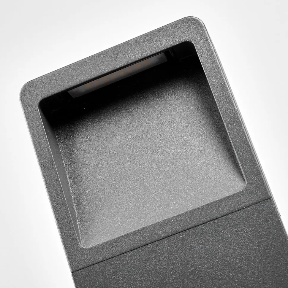 Lucande LED-sokkellampe Leya, 35 cm, antracit, metal, IP54