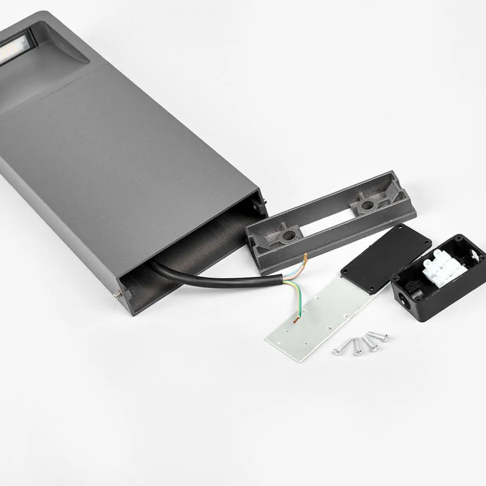 Lucande LED-sokkellampe Leya, 35 cm, antracit, metal, IP54