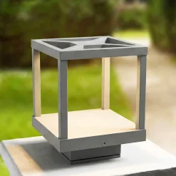 Lucande LED-sokkellampe Lealan, grå, metal, 23 cm, IP54