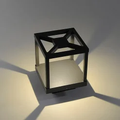 Lucande LED-sokkellampe Lealan, sort, metal, 23 cm, IP54