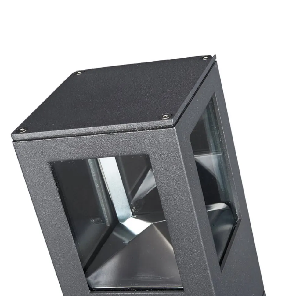 Lucande LED-sokkellampe Nicola, 20 cm, antracit, IP54