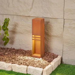 Lucande LED-sokkellampe Oxido, rustfarvet, cortenstål