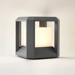 Lucande LED-sokkellampe Serenella, antracit, metal, 27 cm