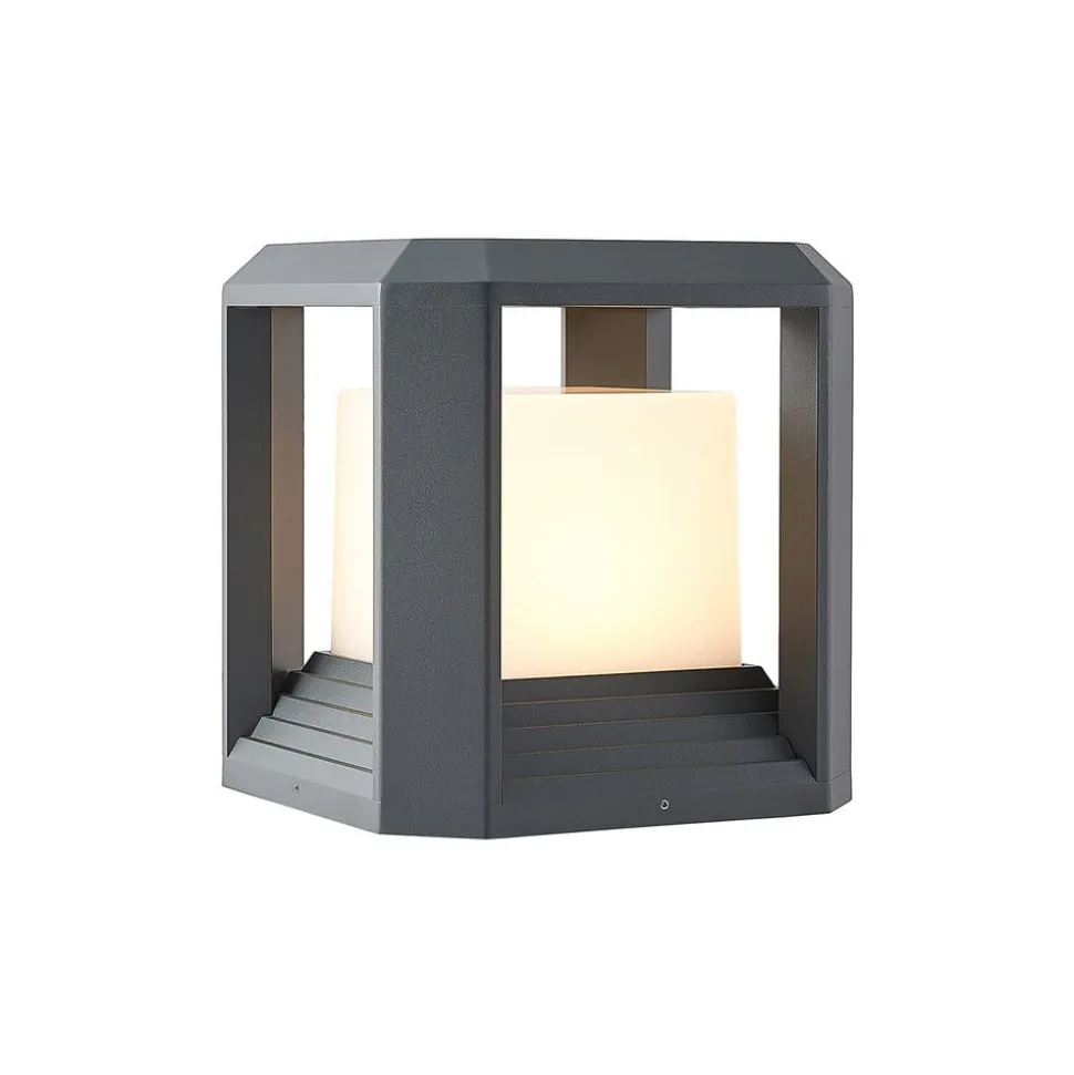 Lucande LED-sokkellampe Serenella, antracit, metal, 27 cm