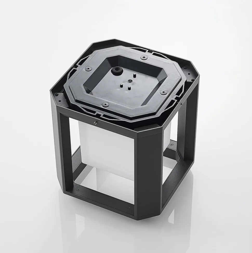 Lucande LED-sokkellampe Serenella, antracit, metal, 27 cm