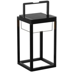 Lucande LED-solcellebordlampe Tilena, kantet, sort, dæmpbar