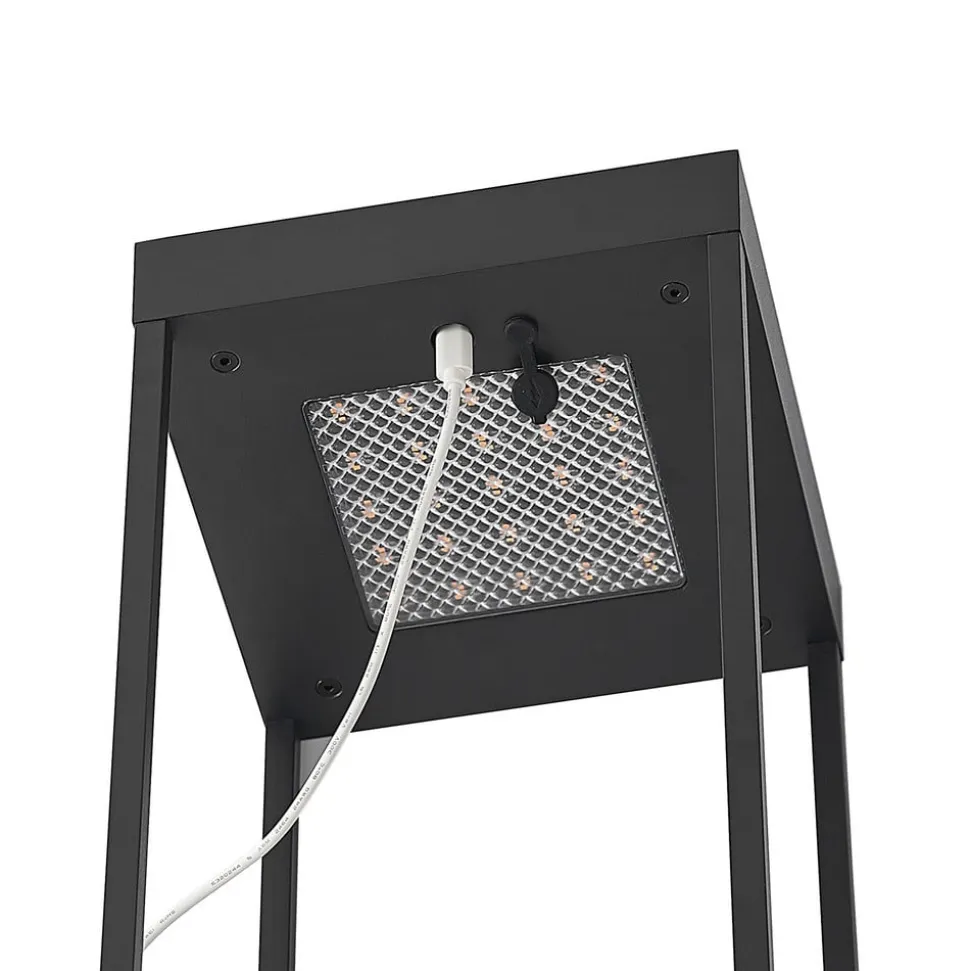 Lucande LED-solcellelampe Lynzy, 58 cm, sort, metal, IP65
