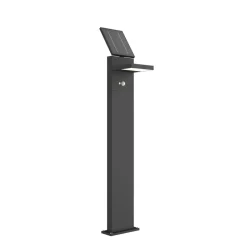 Lucande LED-solcellelampe Silvan, 100 cm, sensor, antracit