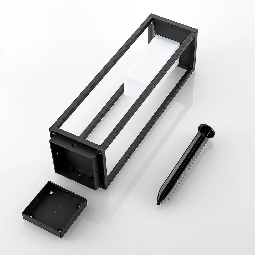 Lucande LED-solcellelampe Eliel, højde 50 cm, sort