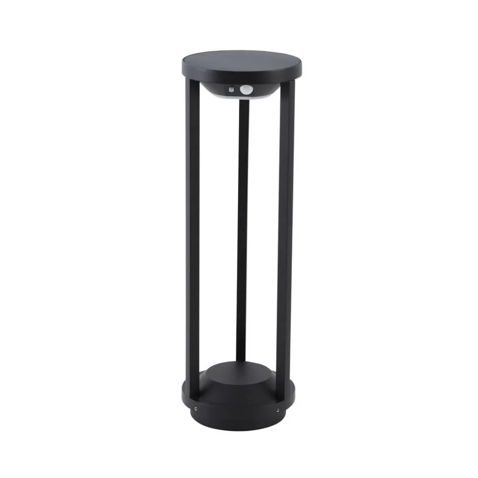 Lucande LED-solcellelampe Nilea, Ø 16 cm, sort, sensor