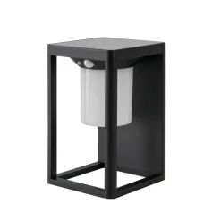 Lucande LED-solcellelampe Tilena, sort, aluminium, sensor