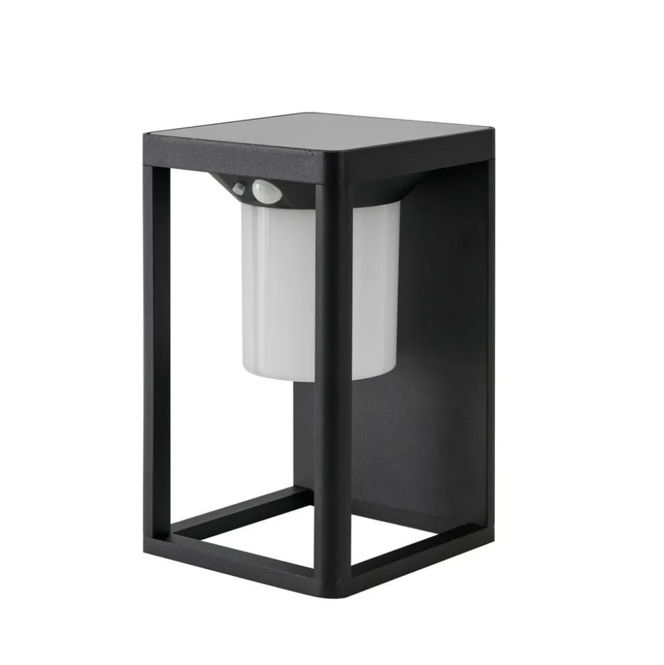 Lucande LED-solcellelampe Tilena, sort, aluminium, sensor