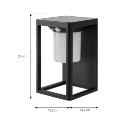 Lucande LED-solcellelampe Tilena, sort, aluminium, sensor
