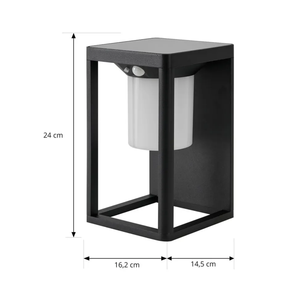Lucande LED-solcellelampe Tilena, sort, aluminium, sensor