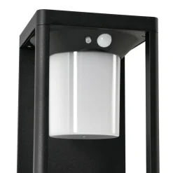Lucande LED-solcellelampe Tilena, sort, aluminium, sensor