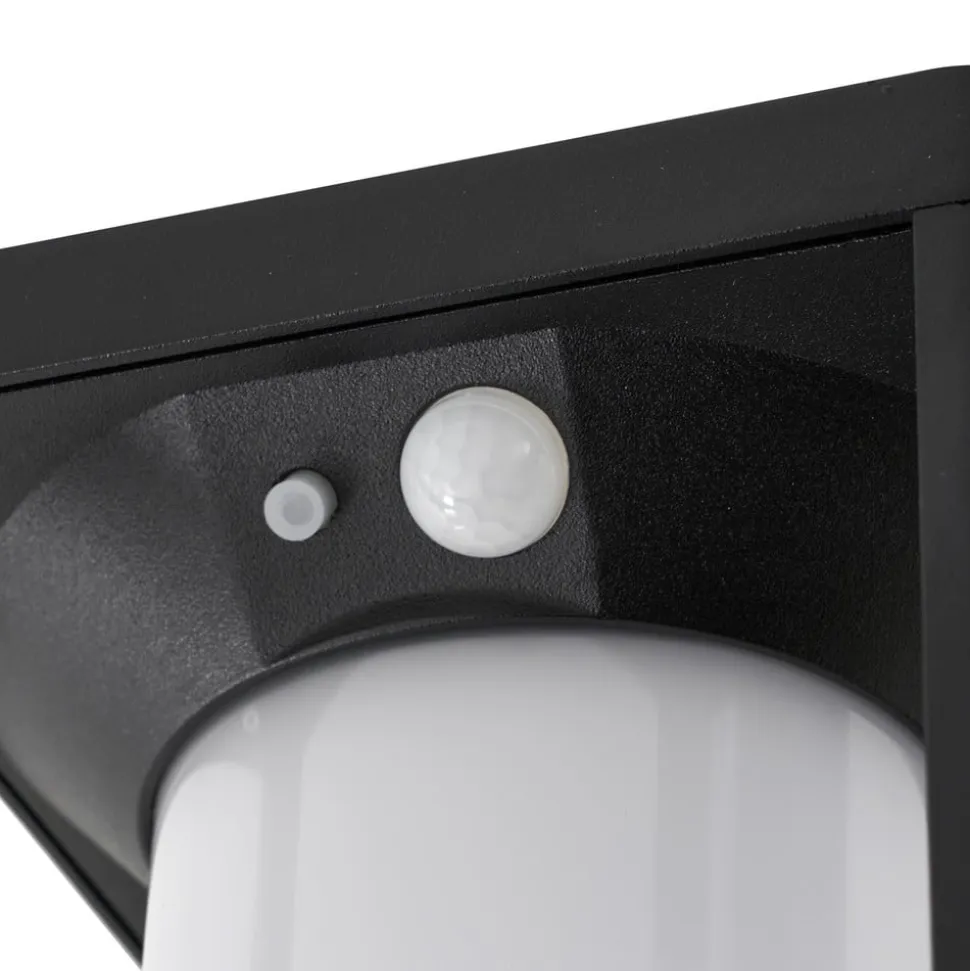 Lucande LED-solcellelampe Tilena, sort, aluminium, sensor