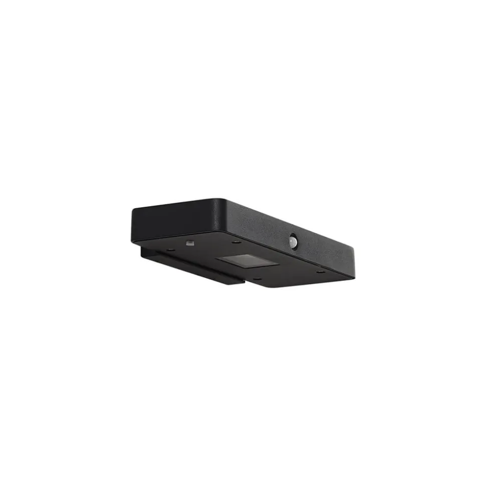 Lucande LED-solcelle-væglampe Tavon, kantet, sort, sensor