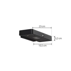 Lucande LED-solcelle-væglampe Tavon, kantet, sort, sensor