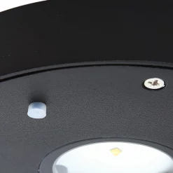 Lucande LED-solcelle-væglampe Tavon, rund, sort, sensor