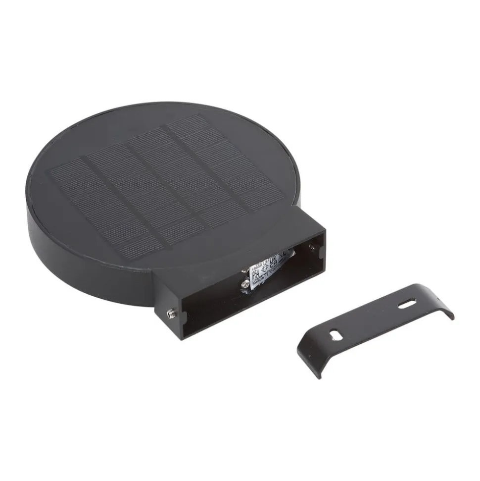 Lucande LED-solcelle-væglampe Tavon, rund, sort, sensor
