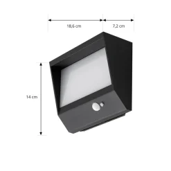 Lucande LED-solcellevægslampe Dava, 14 cm høj, aluminium, sensor
