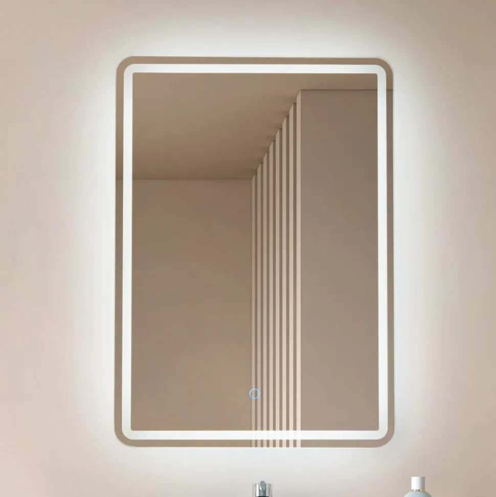 Lucande LED-spejl Celestiel, kantet, opvarmelig, CCT, 70 cm