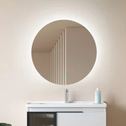 Lucande LED-spejl Celestiel, rund, opvarmbar, CCT, Ø 60 cm