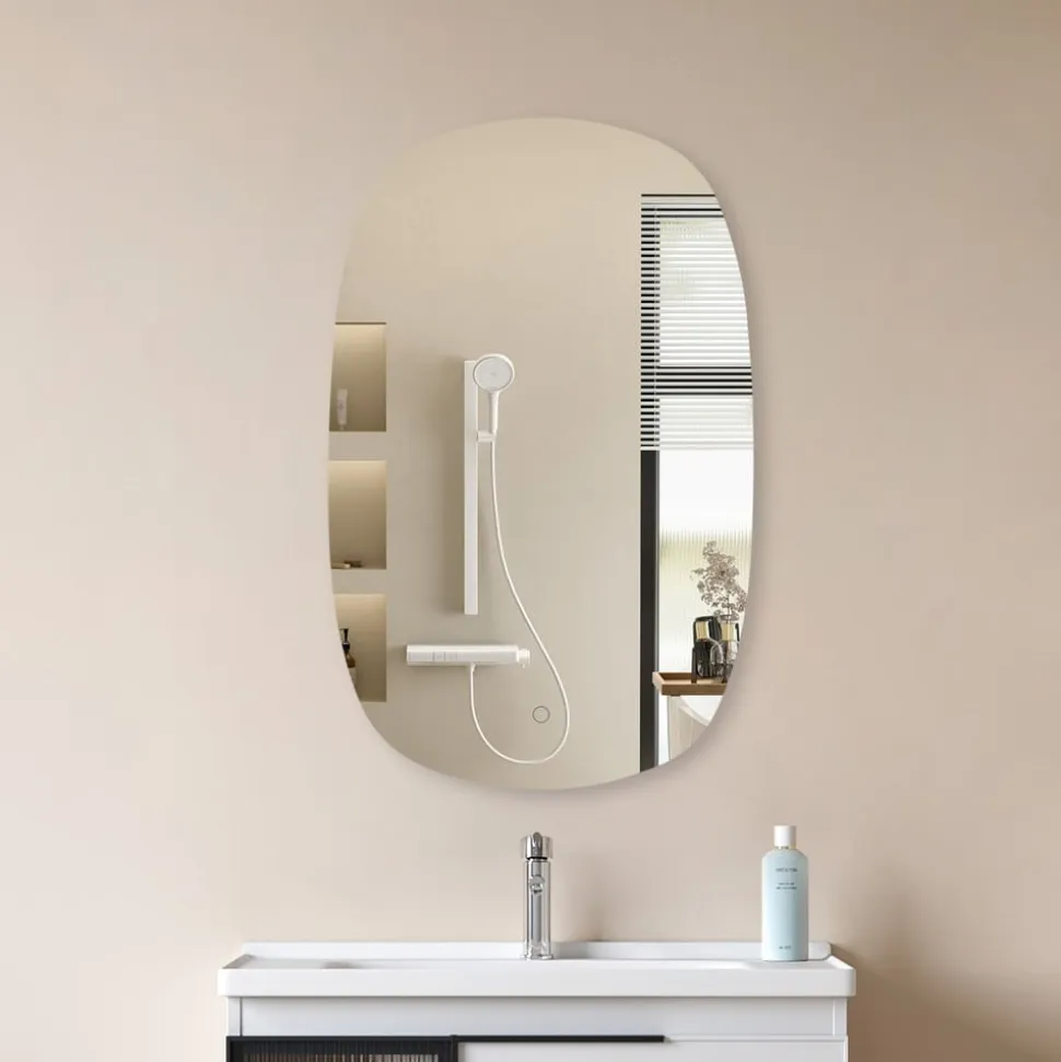Lucande LED-spejl Celestiel, oval, opvarmbar, CCT, 80 cm