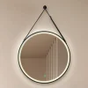 Lucande LED-spejl Lelin, Ø 45 cm, sort, aluminium, CCT