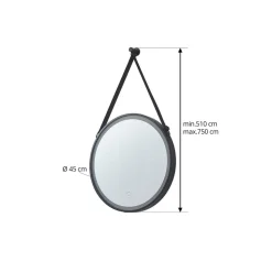 Lucande LED-spejl Lelin, Ø 45 cm, sort, aluminium, CCT