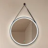 Lucande LED-spejl Lelin, Ø 60 cm, sort, aluminium, CCT