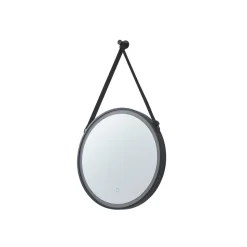 Lucande LED-spejl Lelin, Ø 60 cm, sort, aluminium, CCT